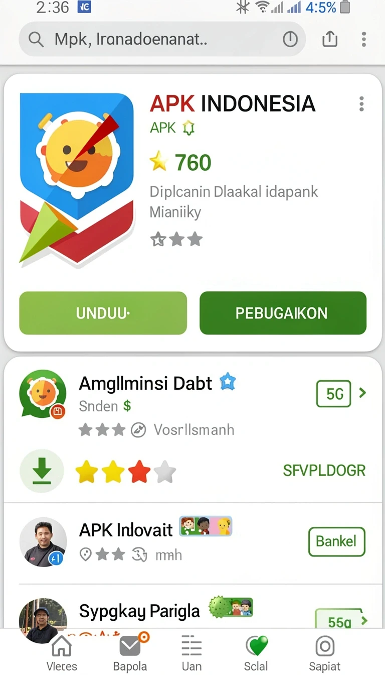 Tampilan antarmuka komengtoto di Android